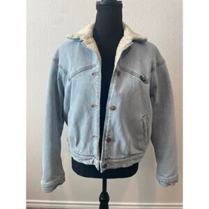 80s Sherpa Lined Denim Jacket Size Small